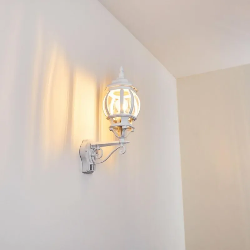 Luminaires Rustiques-hofstein Applique murale d'extérieur Lentua Blanc, 1 lumière, Détecteur de mouvement