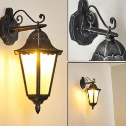 Luminaires Rustiques-hofstein Applique murale d'extérieur Lignac Noir, Argenté, 1 lumière