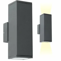 KS Verlichting Applique murale d'extérieur Kelvin Anthracite, 2 lumières