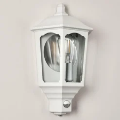 Lampes Vintages & Rétros-hofstein Applique murale d'extérieur Brissago Blanc, 1 lumière, Détecteur de mouvement