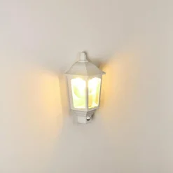 Lampes Vintages & Rétros-hofstein Applique murale d'extérieur Brissago Blanc, 1 lumière, Détecteur de mouvement