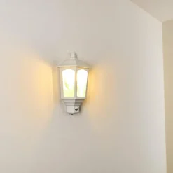 Lampes Vintages & Rétros-hofstein Applique murale d'extérieur Brissago Blanc, 1 lumière, Détecteur de mouvement