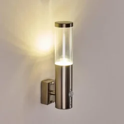 hofstein Applique murale d'extérieur Noreaz LED Acier inoxydable, 1 lumière, Détecteur de mouvement