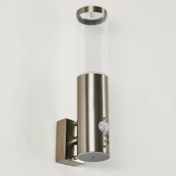 hofstein Applique murale d'extérieur Noreaz LED Acier inoxydable, 1 lumière, Détecteur de mouvement