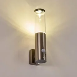 hofstein Applique murale d'extérieur Noreaz LED Acier inoxydable, 1 lumière, Détecteur de mouvement