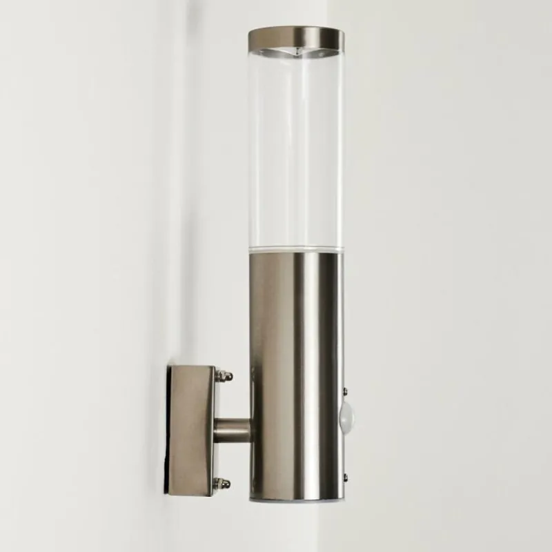 hofstein Applique murale d'extérieur Noreaz LED Acier inoxydable, 1 lumière, Détecteur de mouvement