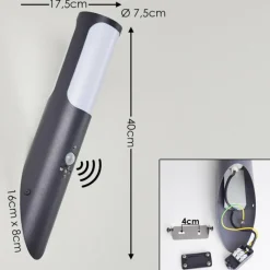 hofstein Applique murale d'extérieur Nalmaibrück Anthracite, 1 lumière, Détecteur de mouvement