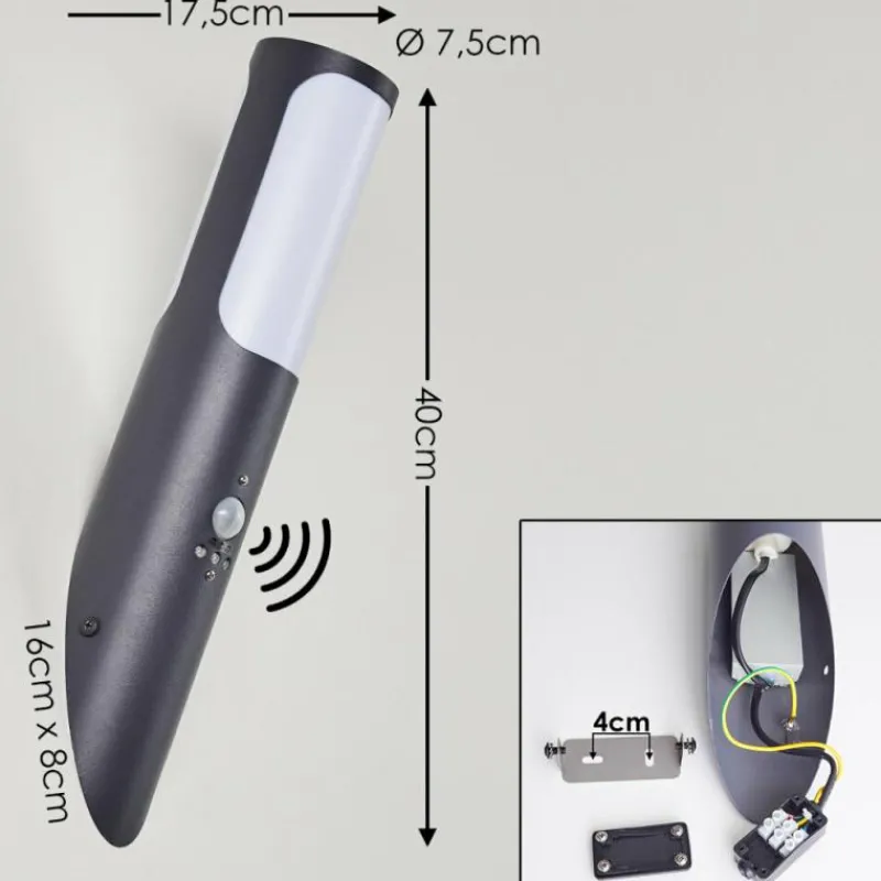 hofstein Applique murale d'extérieur Nalmaibrück Anthracite, 1 lumière, Détecteur de mouvement