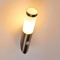 hofstein Applique murale d'extérieur Norburg Acier inoxydable, 1 lumière, Détecteur de mouvement