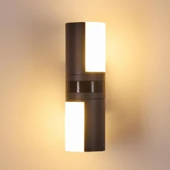 hofstein Applique murale d'extérieur Baulund LED Anthracite, 1 lumière, Détecteur de mouvement