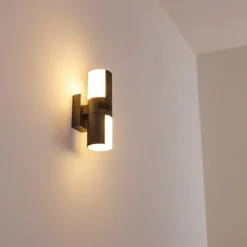 hofstein Applique murale d'extérieur Baulund LED Anthracite, 1 lumière, Détecteur de mouvement