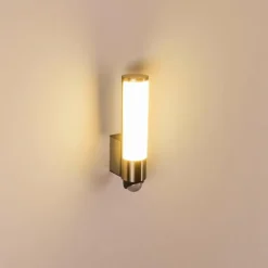 hofstein Applique murale d'extérieur Vasön LED Acier inoxydable, 1 lumière, Détecteur de mouvement