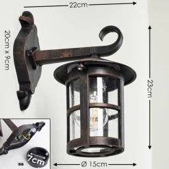 Luminaires Rustiques-hofstein Applique murale d'extérieur Strat Rouille, Noir, 1 lumière