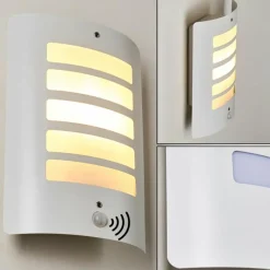 hofstein Applique murale d'extérieur Alslev Blanc, 1 lumière, Détecteur de mouvement
