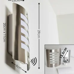 hofstein Applique murale d'extérieur Alslev Acier inoxydable, 1 lumière, Détecteur de mouvement
