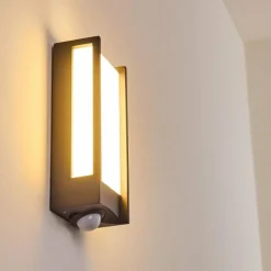 hofstein Applique murale d'extérieur Skove LED Anthracite, 1 lumière, Détecteur de mouvement