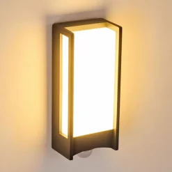 hofstein Applique murale d'extérieur Skove LED Anthracite, 1 lumière, Détecteur de mouvement
