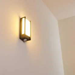 hofstein Applique murale d'extérieur Skove LED Anthracite, 1 lumière, Détecteur de mouvement
