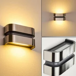 hofstein Applique murale d'extérieur Kolding LED Acier inoxydable, Noir, 1 lumière