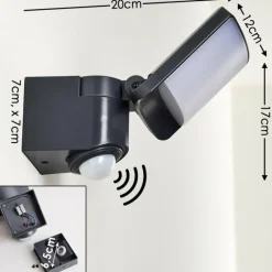 hofstein Applique murale d'extérieur Larvik LED Anthracite, 1 lumière, Détecteur de mouvement