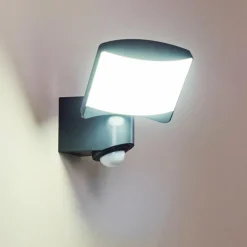 hofstein Applique murale d'extérieur Larvik LED Anthracite, 1 lumière, Détecteur de mouvement