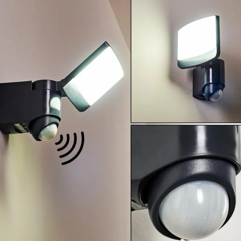 hofstein Applique murale d'extérieur Larvik LED Anthracite, 1 lumière, Détecteur de mouvement