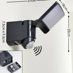 hofstein Applique murale d'extérieur Larvik LED Anthracite, 1 lumière, Détecteur de mouvement