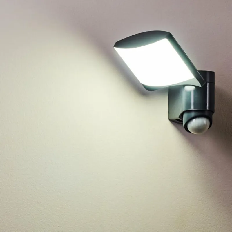 hofstein Applique murale d'extérieur Larvik LED Anthracite, 1 lumière, Détecteur de mouvement