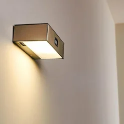 hofstein Applique murale d'extérieur Attu LED Nickel mat, 1 lumière, Détecteur de mouvement