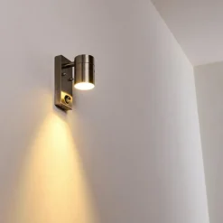 hofstein Applique murale d'extérieur Froslev LED Chrome, 1 lumière, Détecteur de mouvement