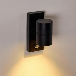 hofstein Applique murale d'extérieur Froslev LED Noir, 1 lumière, Détecteur de mouvement