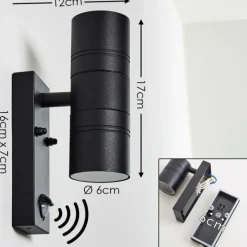 hofstein Applique murale d'extérieur Froslev LED Noir, 2 lumières, Détecteur de mouvement