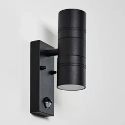 hofstein Applique murale d'extérieur Froslev LED Noir, 2 lumières, Détecteur de mouvement