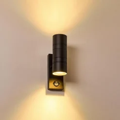 hofstein Applique murale d'extérieur Froslev LED Noir, 2 lumières, Détecteur de mouvement