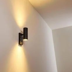 hofstein Applique murale d'extérieur Froslev LED Noir, 2 lumières, Détecteur de mouvement