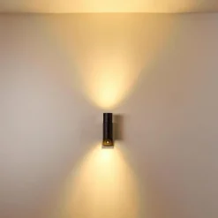 hofstein Applique murale d'extérieur Froslev LED Noir, 2 lumières, Détecteur de mouvement