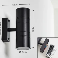 hofstein Applique murale d'extérieur Froslev LED Noir, 2 lumières