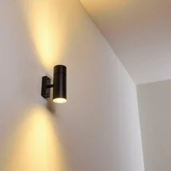 hofstein Applique murale d'extérieur Froslev LED Noir, 2 lumières