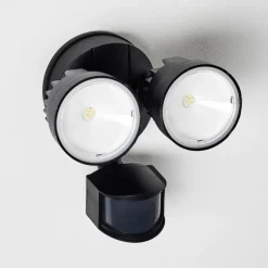 hofstein Applique murale d'extérieur Emmerlev LED Noir, 2 lumières, Détecteur de mouvement