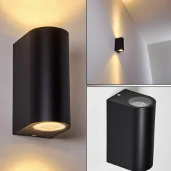 hofstein Applique murale d'extérieur Norrelogum Noir, 2 lumières