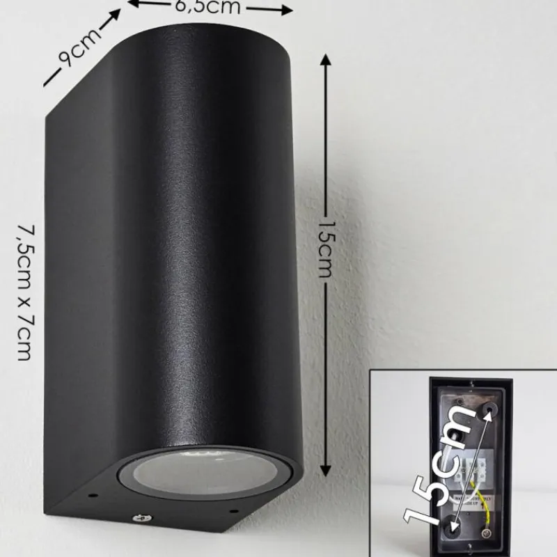 hofstein Applique murale d'extérieur Norrelogum Noir, 2 lumières