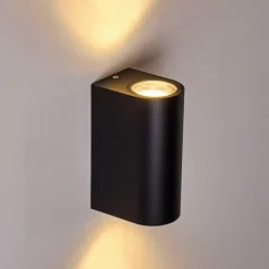 hofstein Applique murale d'extérieur Norrelogum Noir, 2 lumières