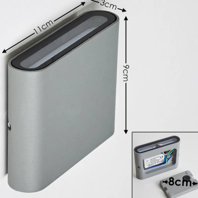 hofstein Applique murale d'extérieur Tinglev LED Gris, 2 lumières