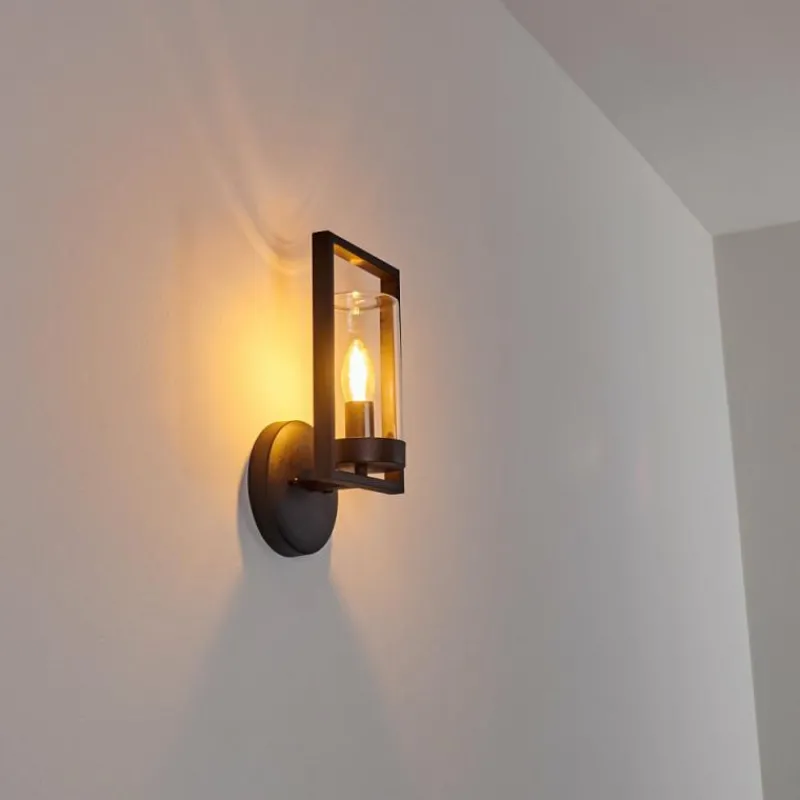 Luminaires Rustiques-hofstein Applique murale d'extérieur Burundi Noir, 1 lumière