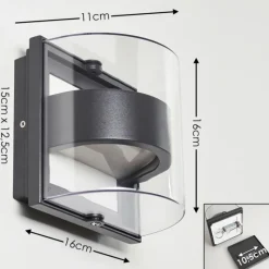 hofstein Applique murale d'extérieur Sauerbek LED Noir, 2 lumières