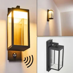 hofstein Applique murale d'extérieur Faroer LED Anthracite, 1 lumière, Détecteur de mouvement