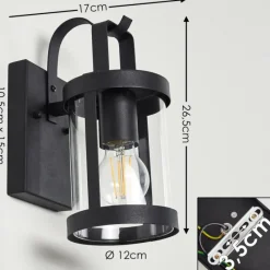 Lampes Vintages & Rétros-hofstein Applique murale d'extérieur Hojer Noir, 1 lumière