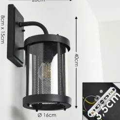 Lampes Vintages & Rétros-hofstein Applique murale d'extérieur Horuphav Noir, 1 lumière