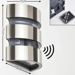 hofstein Applique murale d'extérieur Kolding LED Acier inoxydable, Noir, 1 lumière, Détecteur de mouvement
