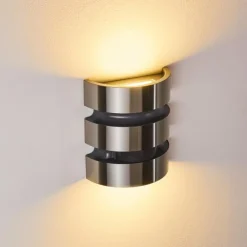 hofstein Applique murale d'extérieur Kolding LED Acier inoxydable, Noir, 1 lumière, Détecteur de mouvement